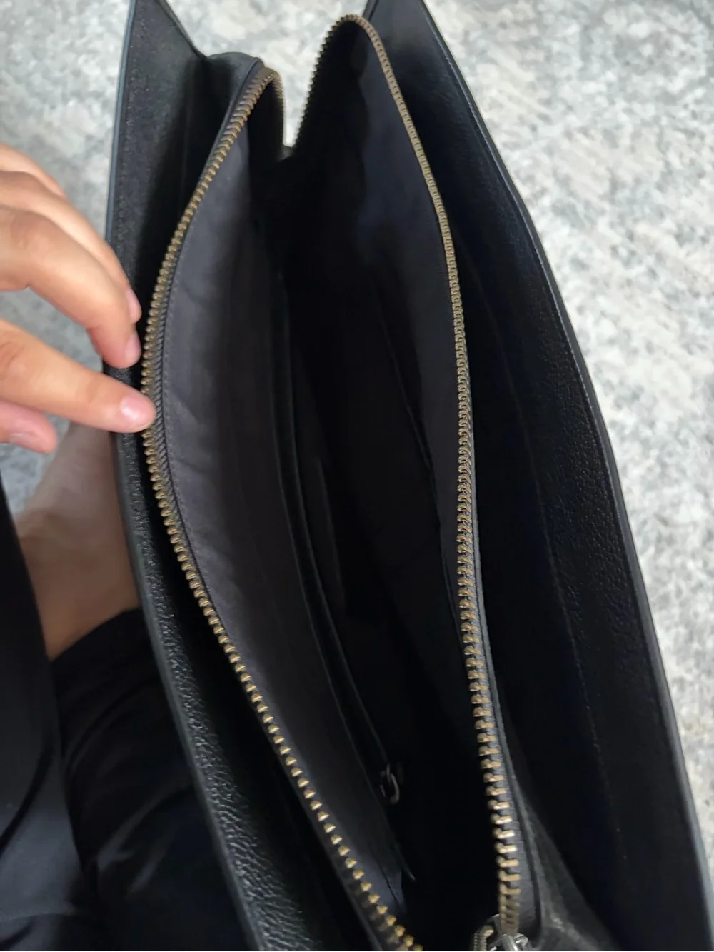 Coach Black Pebbled Leather Tote with Top Handles
